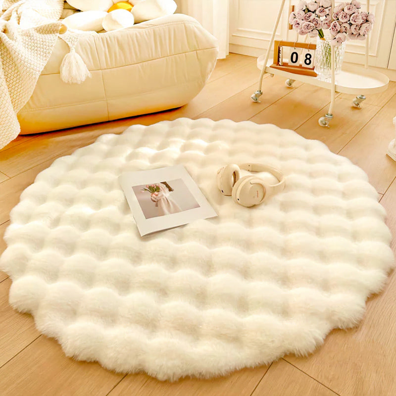 nordic round plush floor mat, view 7 - MRSLM