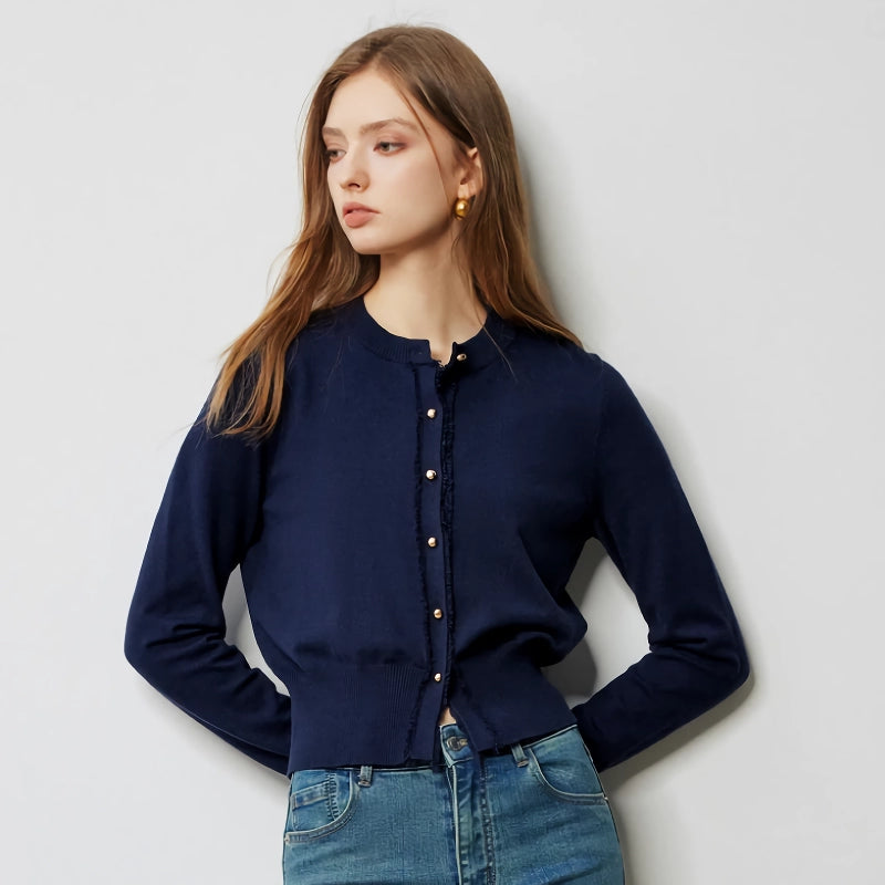 tassel edge slim fit cardigan, view 2 - MRSLM