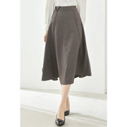 coffee plaid midi skirt for women, view 3 - MRSLM