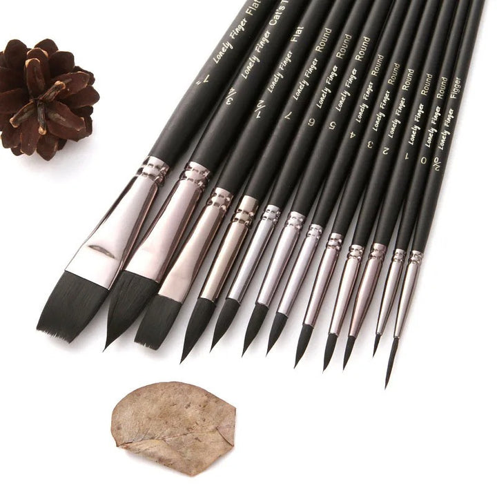 12pcs Watercolor Paint Brushes for Watercolor, Acrylic, Gouache &amp; Oil Painting