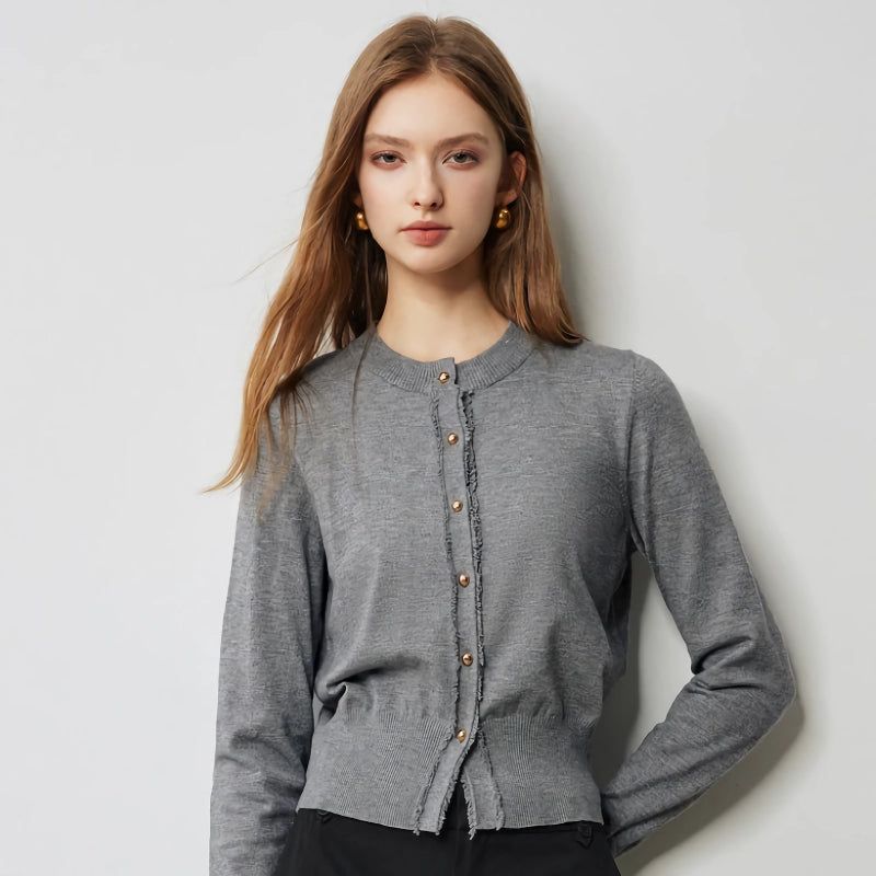 tassel edge slim fit cardigan, view 3 - MRSLM