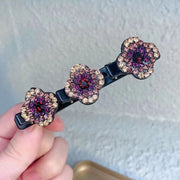floral crystal braided hair clips, view 2 - MRSLM