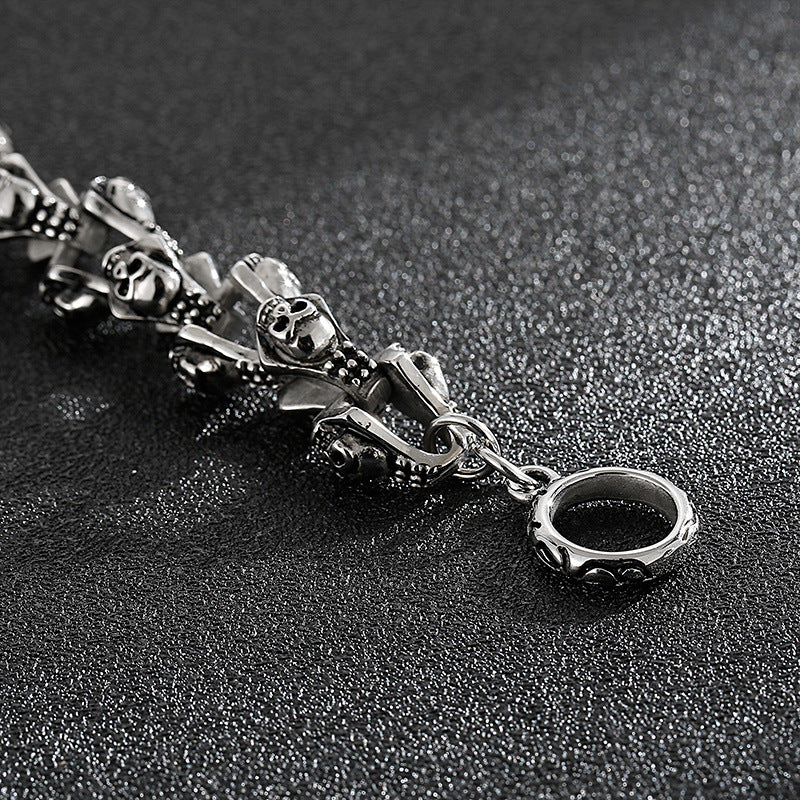 Stylish And Personalized Blackened Stainless Steel Skeleton Bracelet