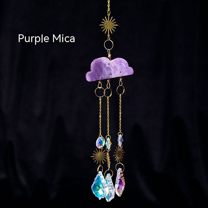 Natural Crystal Agate Cloud Sun Catcher Ornaments Window Sill Forest Garden Wind Chimes Color Lighting Pendant