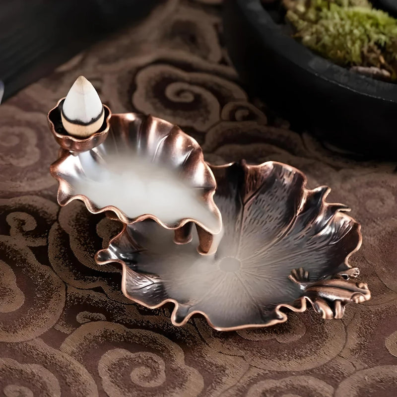 leaf tower ceramic backflow incense burner, view 4 - MRSLM