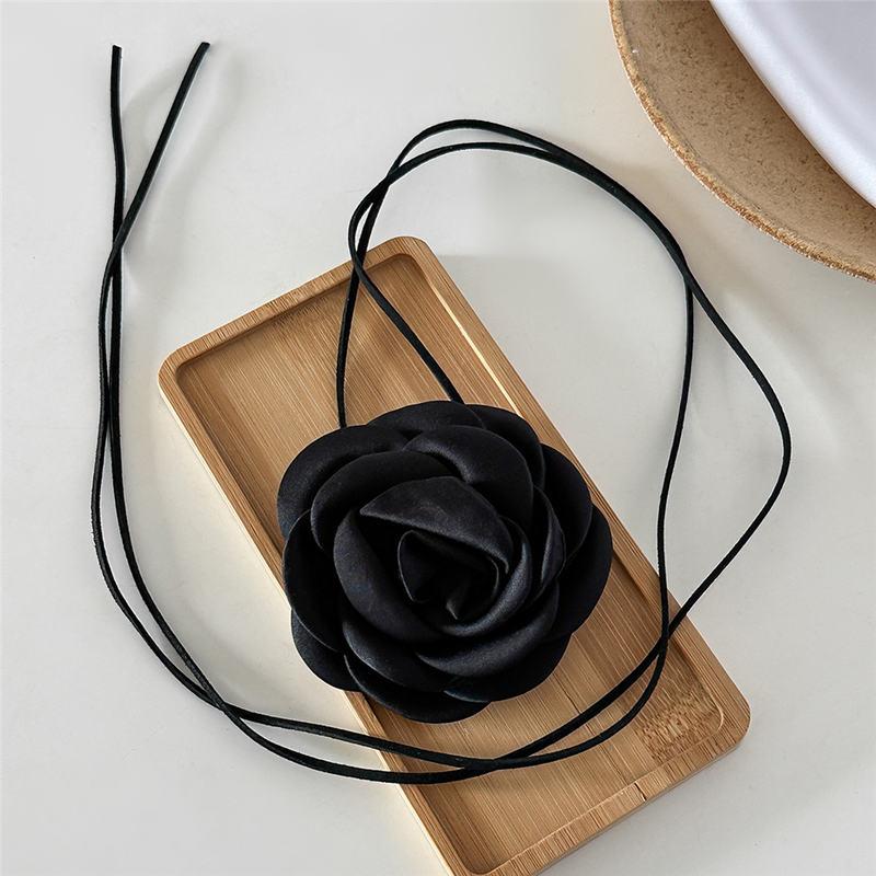 rose flower choker necklace, view 2 - MRSLM
