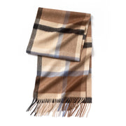 plaid cashmere scarf with tassels, view 7 - MRSLM
