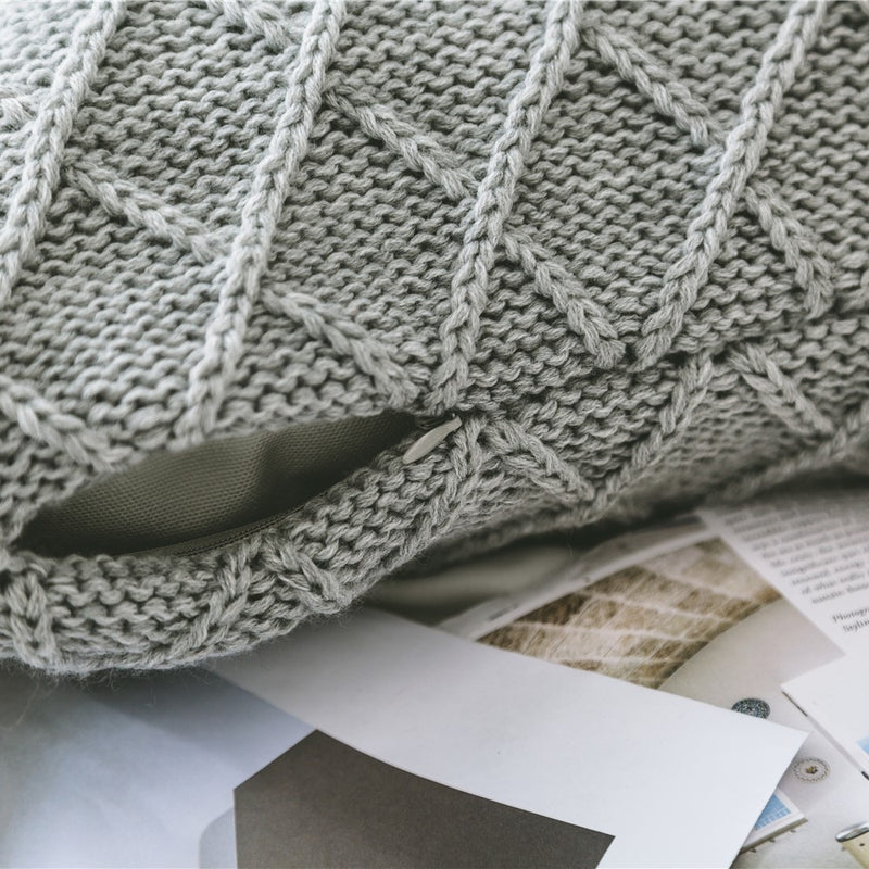 elegant gray knitted decorative pillowcase, view 10 - MRSLM