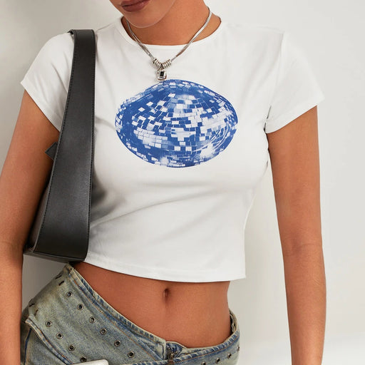 floral disco ball print T-shirt - MRSLM