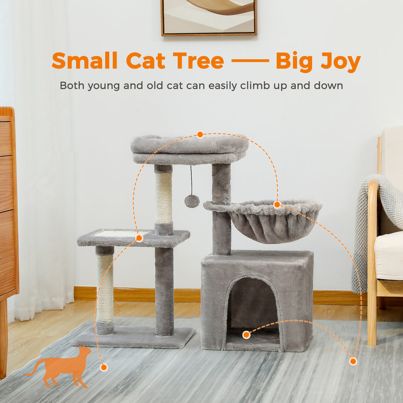 compact 2-in-1 cat tree condo, view 9 - MRSLM