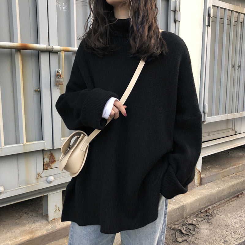 women's basic turtleneck pullover sweater, view 4 - MRSLM