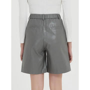 knee-length PU leather shorts, view 7 - MRSLM