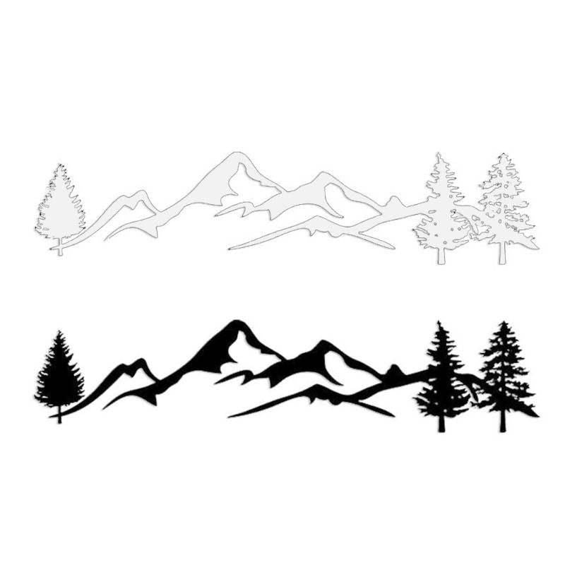 reflective mountain and tree landscape car decal - MRSLM