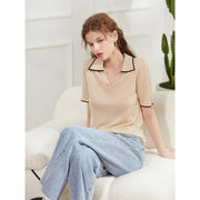 women's silk-blend knitted t-shirt, view 5 - MRSLM