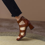 leather gladiator sandals with square heel, view 9 - MRSLM