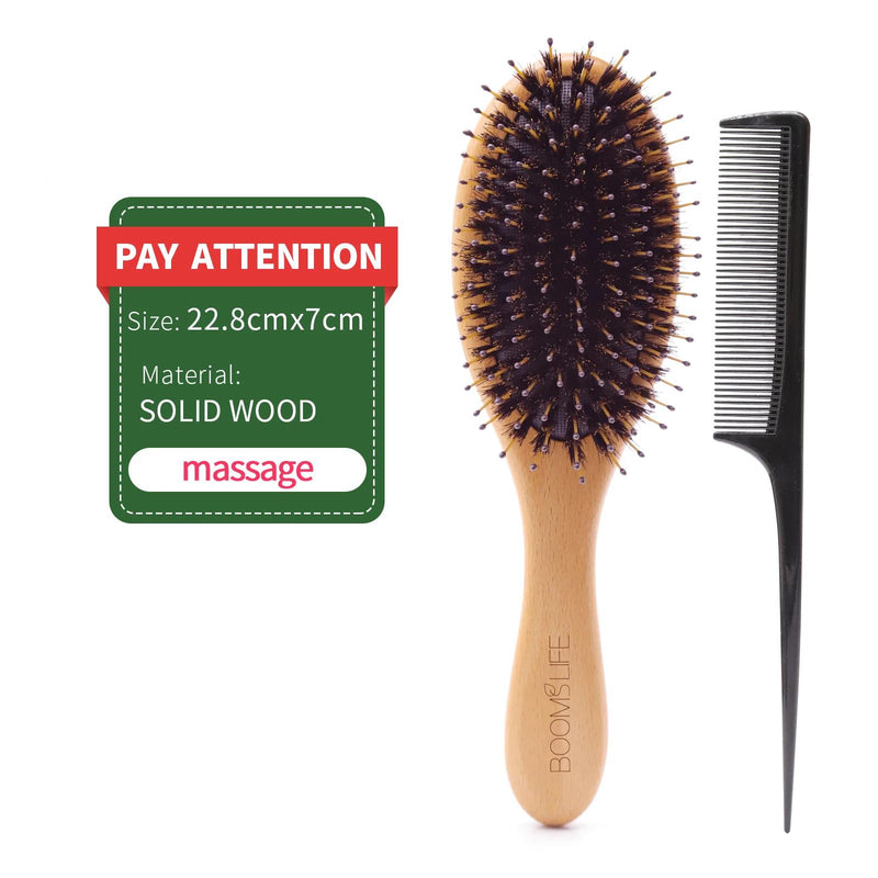 boar bristle wooden hair brush, view 9 - MRSLM