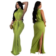 side split sleeveless long dress, view 2 - MRSLM