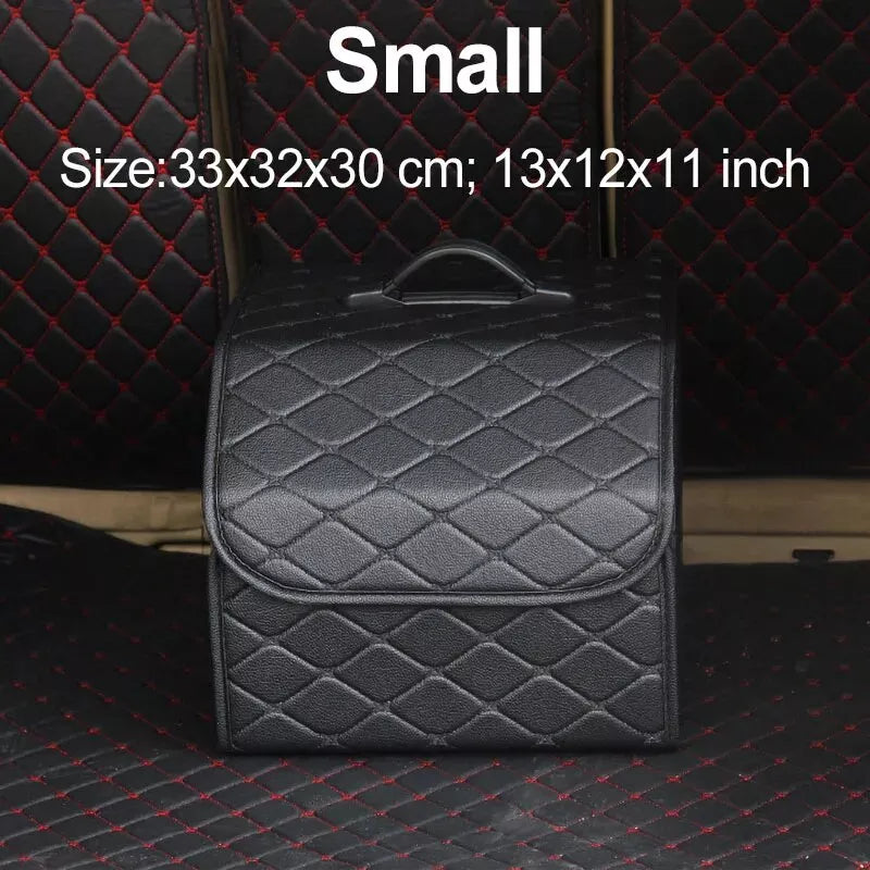Collapsible faux leather car trunk organizer, view 2 - MRSLM