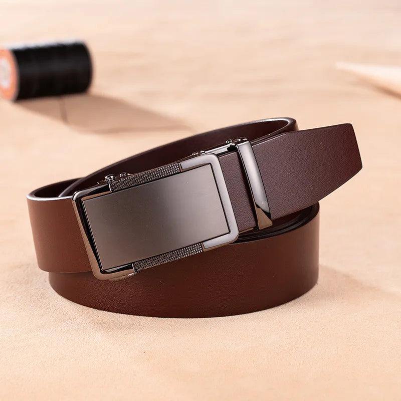 men's genuine leather belt automatic alloy buckle, view 2 - MRSLM