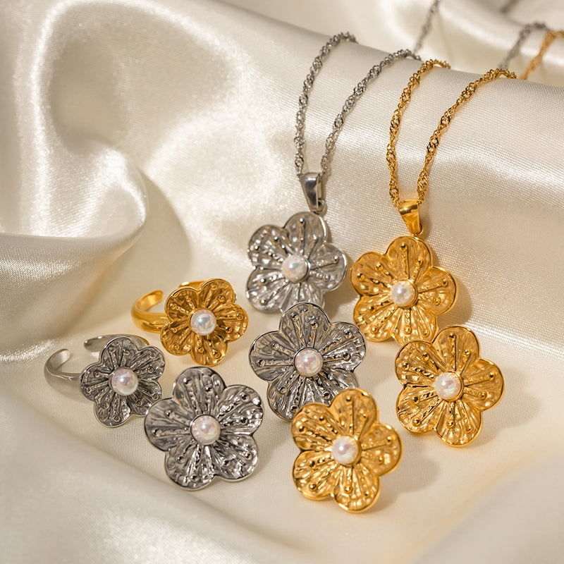 Retro flower jewelry set, view 10 - MRSLM