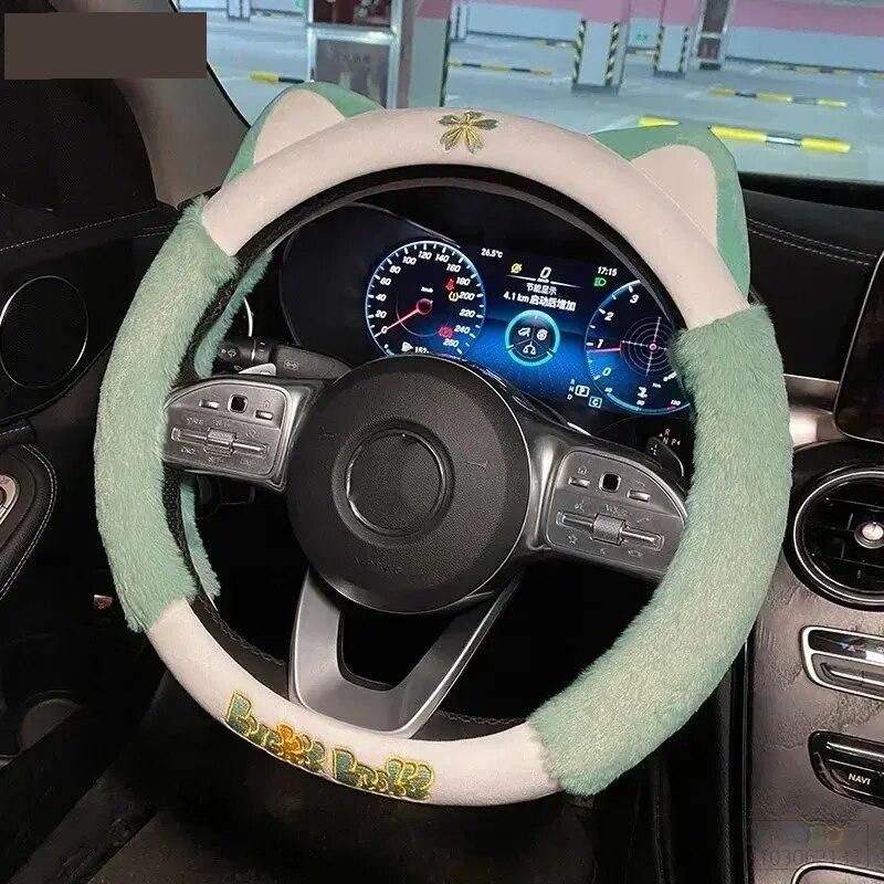 Colorful plush steering wheel cover, view 9 - MRSLM