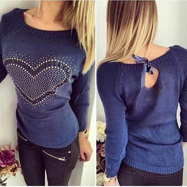 women's knitted pullover sweater, view 9 - MRSLM