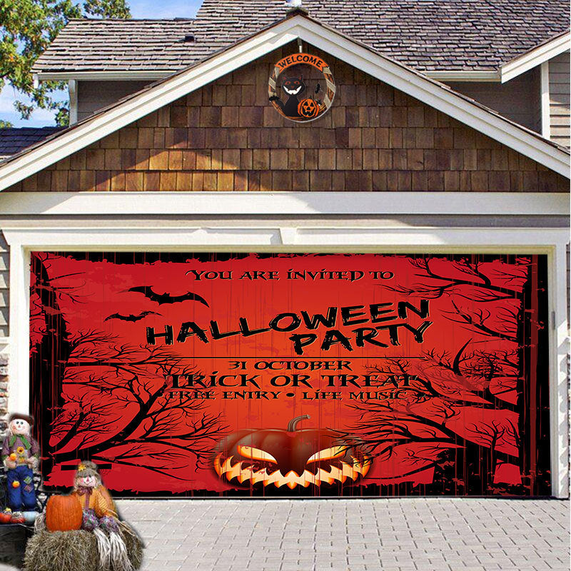 Halloween garage door backdrop hanging cloth, view 20 - MRSLM