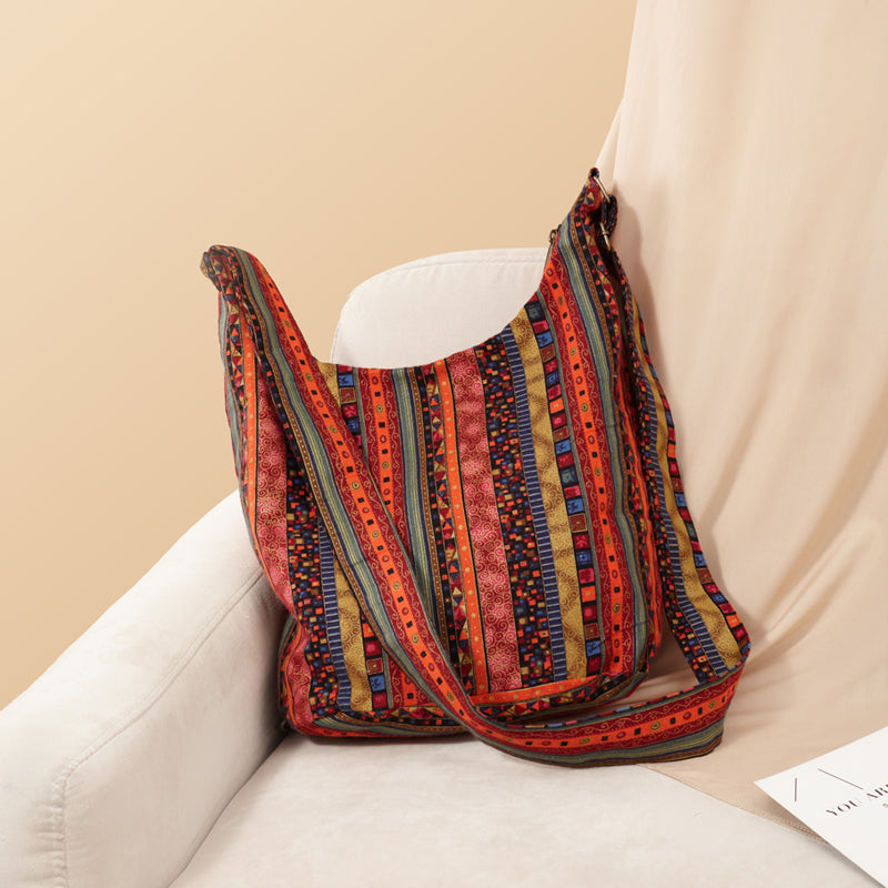 bohemian vintage canvas shoulder bag, view 2 - MRSLM