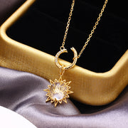 double-sided zircon ring necklace, view 4 - MRSLM
