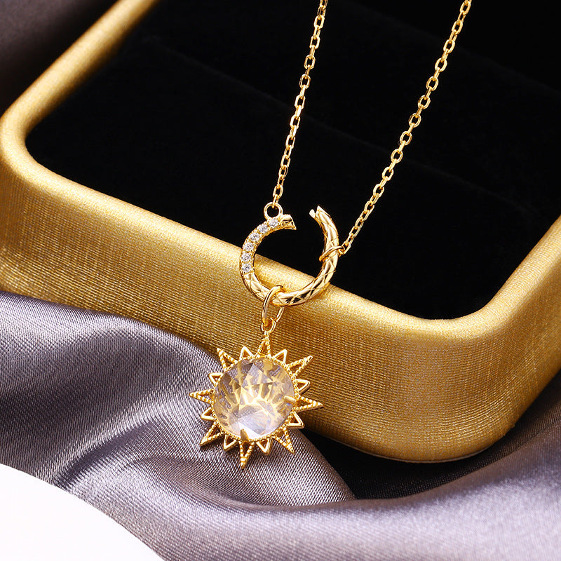 double-sided zircon ring necklace, view 4 - MRSLM