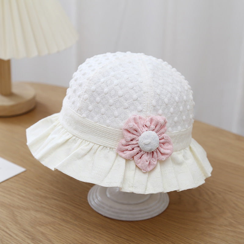 Baby sun hat with lace ruffle, view 2 - MRSLM