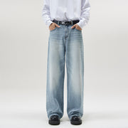 men's straight stone washed jeans, view 8 - MRSLM
