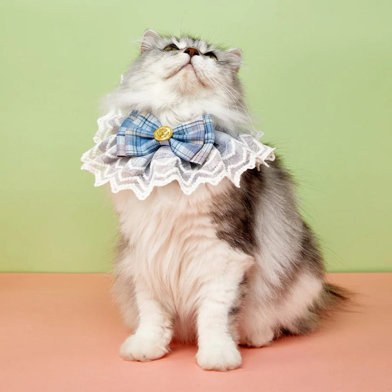 cute lace bowtie pet bib, view 5 - MRSLM