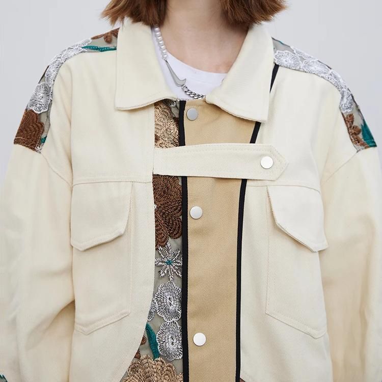 embroidered patchwork denim jacket, view 6 - MRSLM