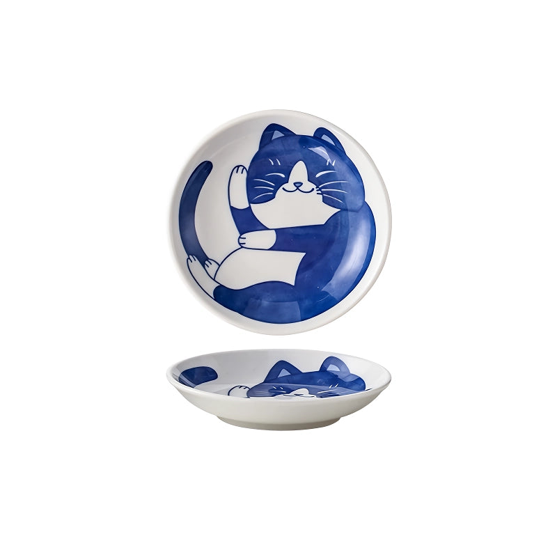 lucky cat ceramic dish, view 2 - MRSLM