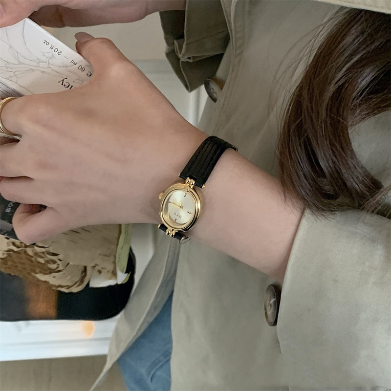 Women's small oval watch with ribbon strap, view 2 - MRSLM