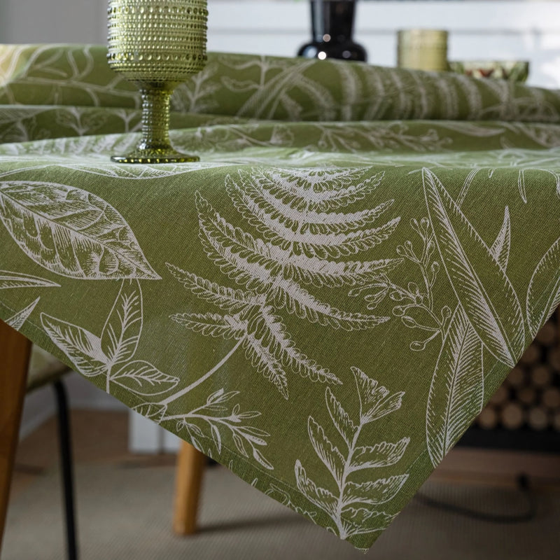 green leaf dining table cloth, view 6 - MRSLM