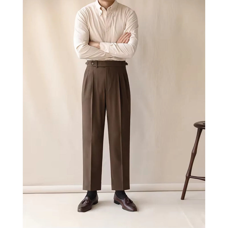 men's high waist straight leg trousers, view 4 - MRSLM