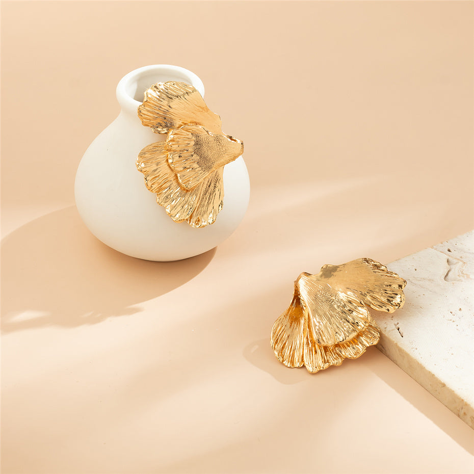 Trendy Geometric Petal Flower Stud Earrings