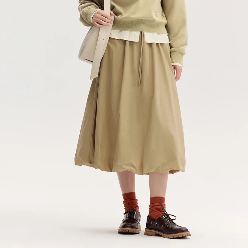 high-waisted a-line midi skirt, view 6 - MRSLM