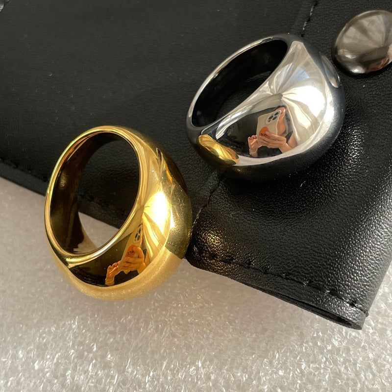 vintage chubby round titanium steel ring, view 2 - MRSLM