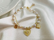 freshwater pearl heart bracelet, view 2 - MRSLM