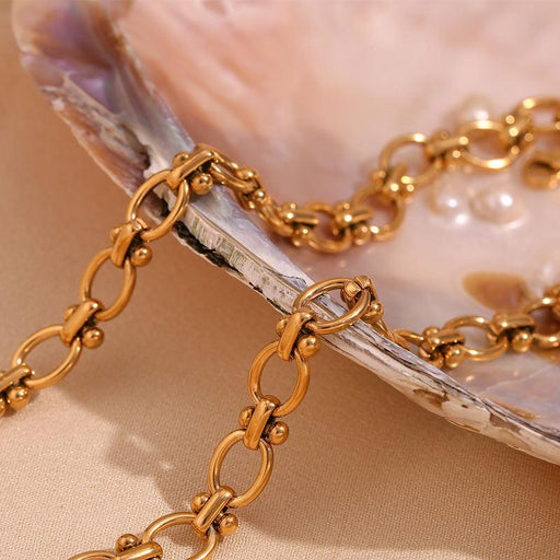 18k gold plated oval flower chain necklace - MRSLM