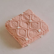 chunky knit blanket with pompons, view 10 - MRSLM