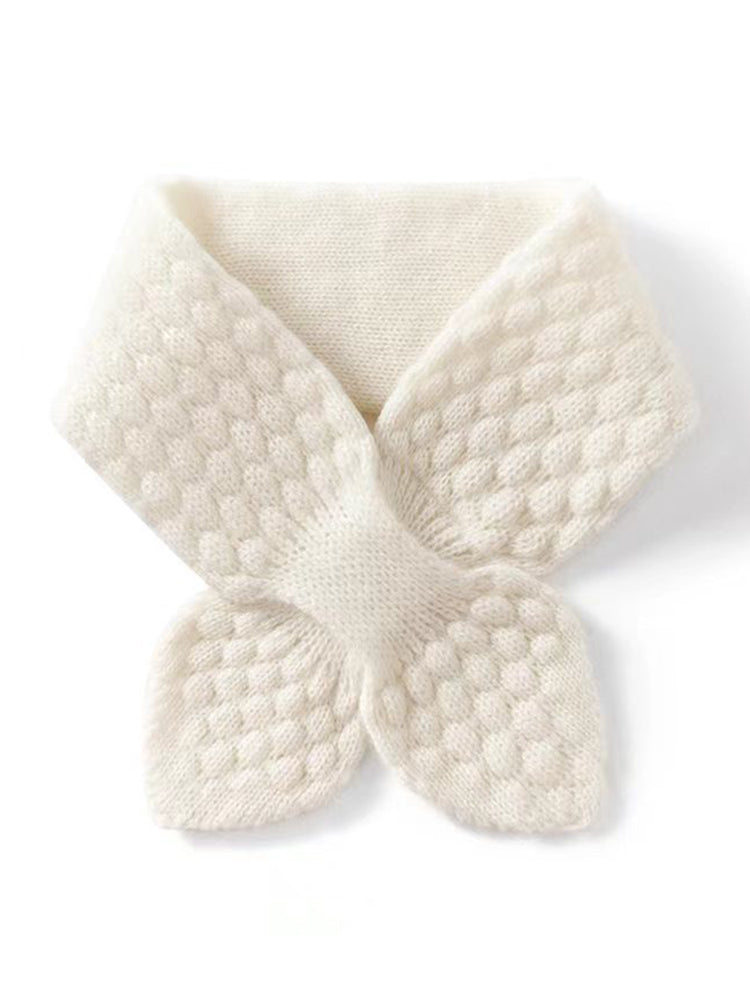 Cashmere moss stitch bowknot scarf, view 5 - MRSLM
