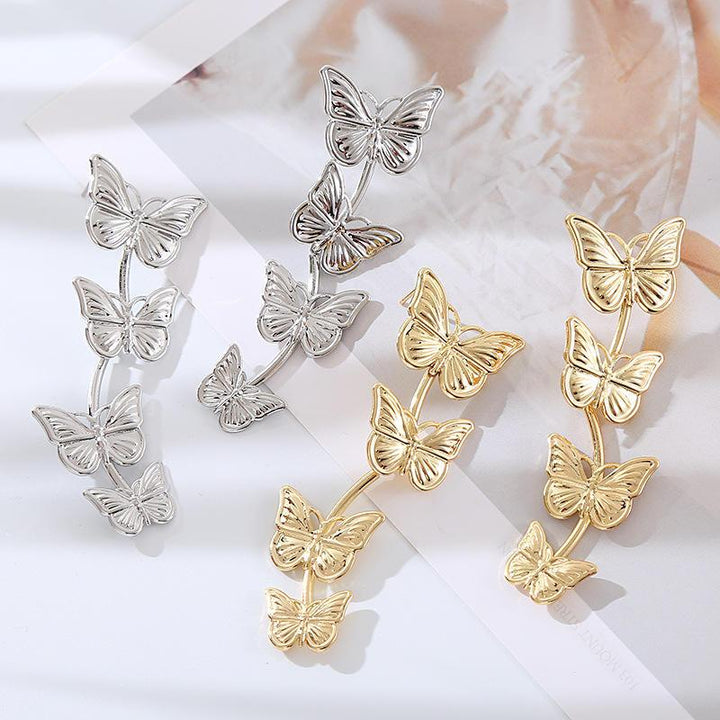 Bohemian Vintage Butterfly Drop Earrings - Trendy Long Metal Statement Jewelry for Women