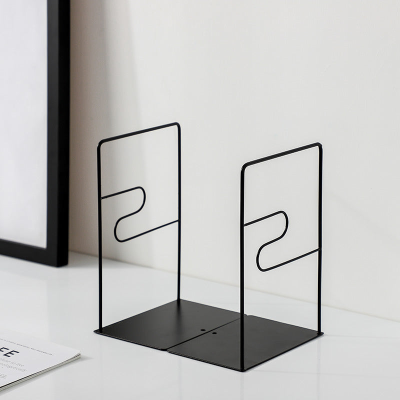 black and white iron bookends, view 7 - MRSLM
