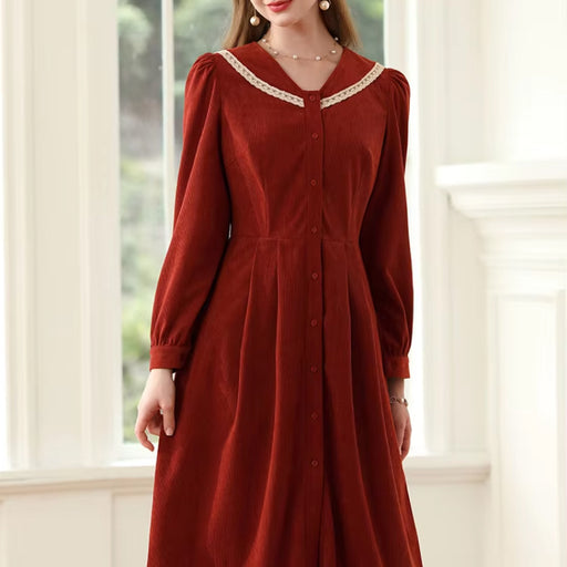 v-neck a-line lace dress - MRSLM