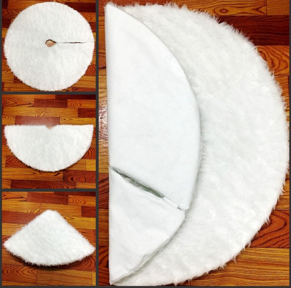 White Plush Faux Fur Christmas Tree Skirt
