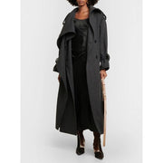 spliced belt coat with scarf collar, view 2 - MRSLM
